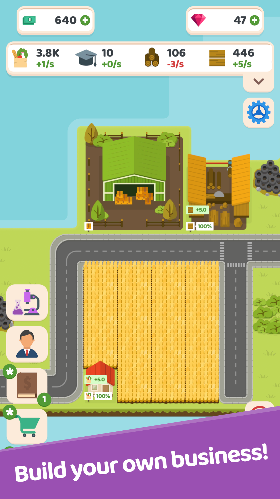Bigdustry gameplay screenshot showing resource production